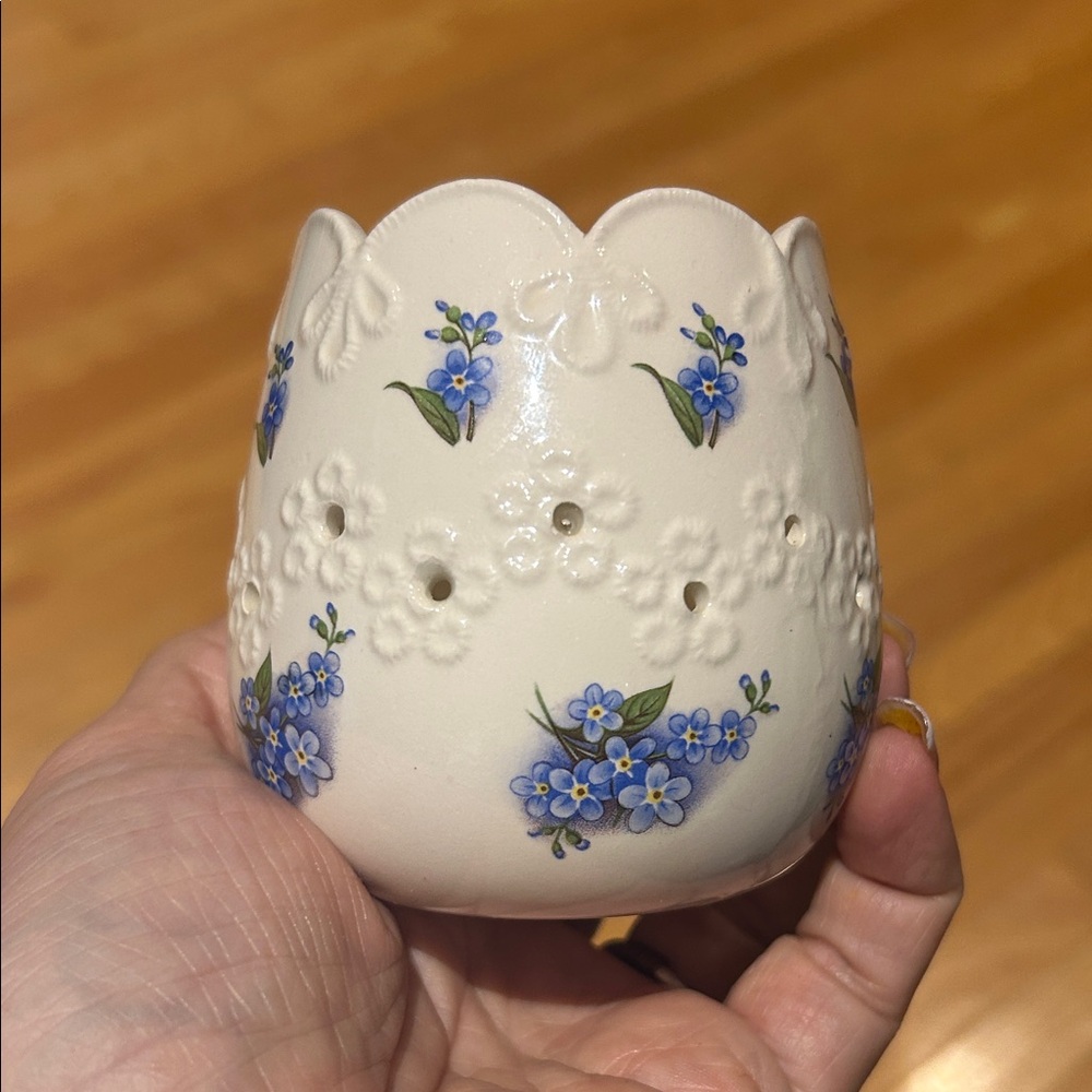 Floral Cream Votive Candle Holder